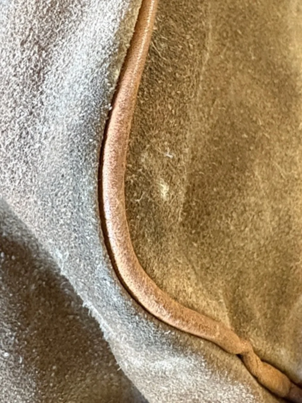 Brown Suede Shoulder Bag with Leather Trim - Picture 8 of 9